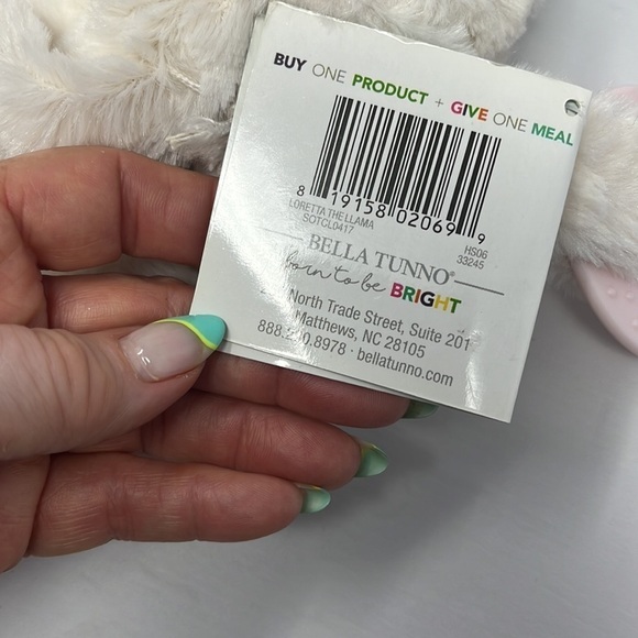 Bella Tunno Happy Sidekick Loretta the Llama Lovey Rattle Plush Security Blanket - Picture 8 of 13